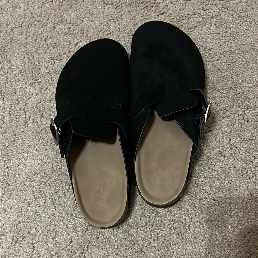 Black Slip-On Clog with Buckle
